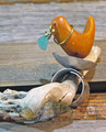 Adjustable base metal ring with orange tagua nut