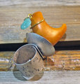 Adjustable base metal ring with orange tagua nut
