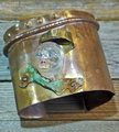 Resin face fold formed cuff bracelet with green patina