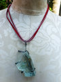 Looking glass mannequin bust steel wire red suede necklace