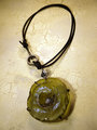 Ancient Roman glass leather and steel necklace