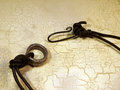 Ancient Roman glass leather and steel necklace