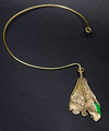 Cast bronze leaf pendant with resin inlay