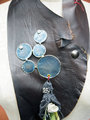 Bubbles and shells boho leather bib jewelry