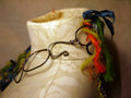 Colorful yarn and concrete safety pin necklace with steel links
