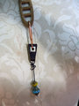 Concrete dangle charm holder with leather and Czech glass