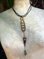 Concrete dangle charm holder with leather and Czech glass