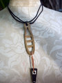 Concrete dangle charm holder with leather and Czech glass