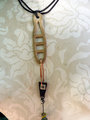 Concrete dangle charm holder with leather and Czech glass