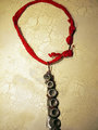 Concrete octopus necklace with recycled red cord