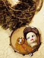 Edwardian steampunk fringe necklace with face