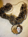 Edwardian steampunk fringe necklace with face