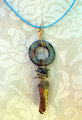boho crystal necklace with turquoise cord and brass