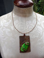 Green jasper recycled tin can prong necklace