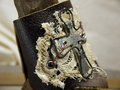 Commissioned Steampunk cross leather cuff