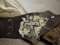 Commissioned Steampunk cross leather cuff