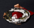 Industrial disc pendant with red dome