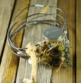 Industrial steel wire, drawer pull and yarn bracelet
