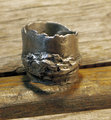 Blackened unisex organic pewter nugget terrain ring