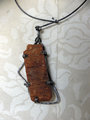 "Jazzy Terrain" orange brick steel wire pendant necklace