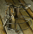 Industrial key hole steel wire bracelet