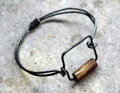 Steel wire wooden bead square bangle