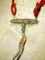Wood look concrete driftwood necklace with Czech glass