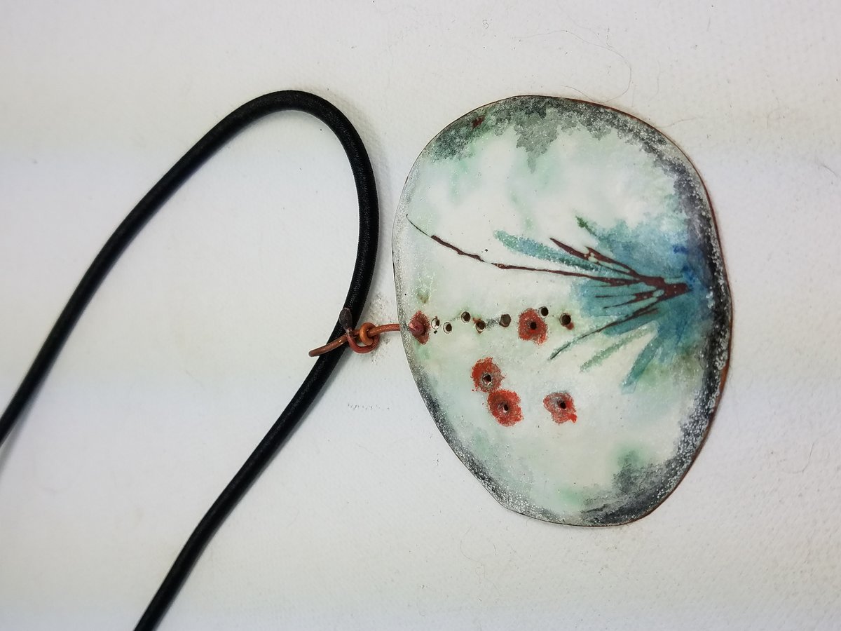 Painted flower enamel disc