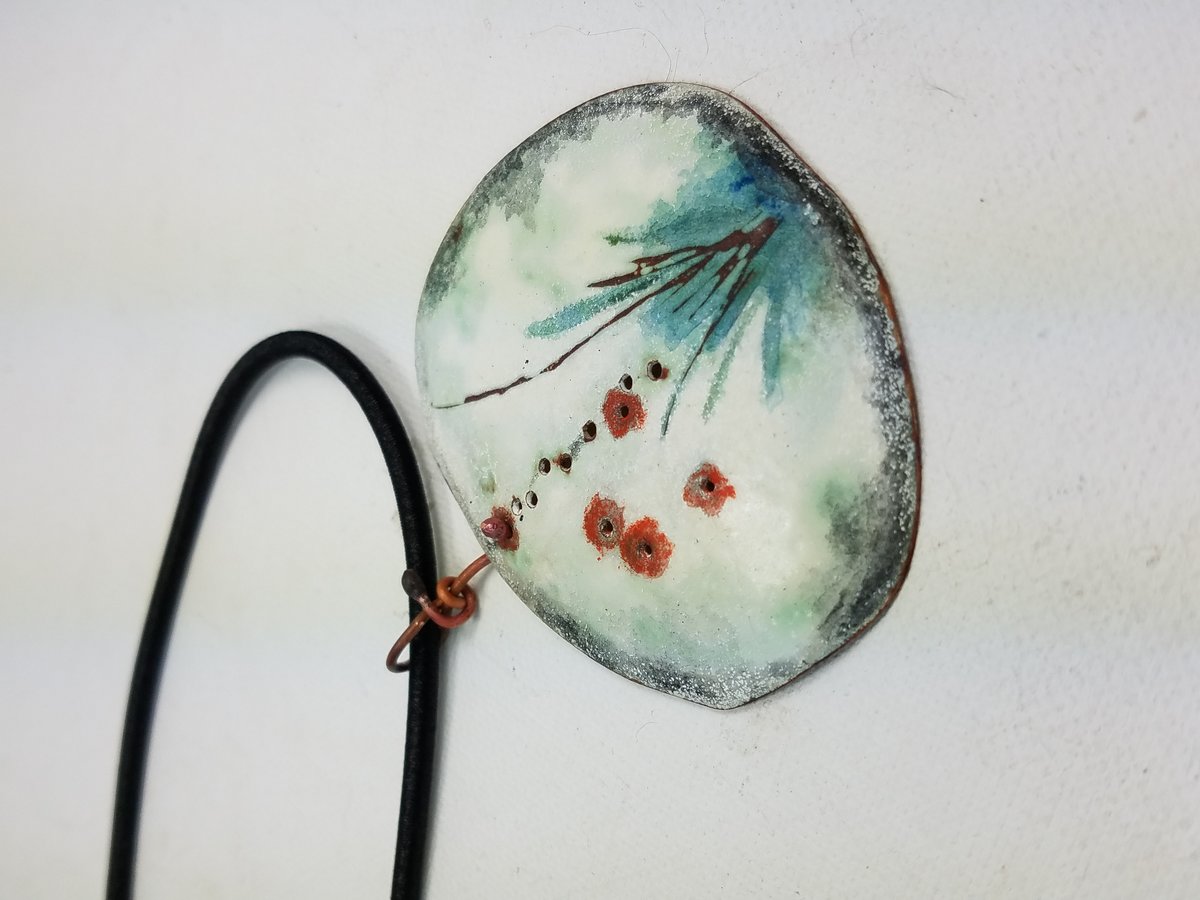 Painted flower enamel disc