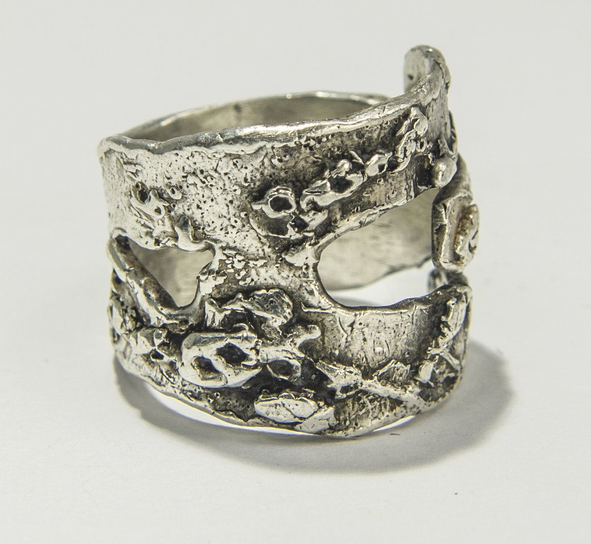 Abyss unisex organic textured ring
