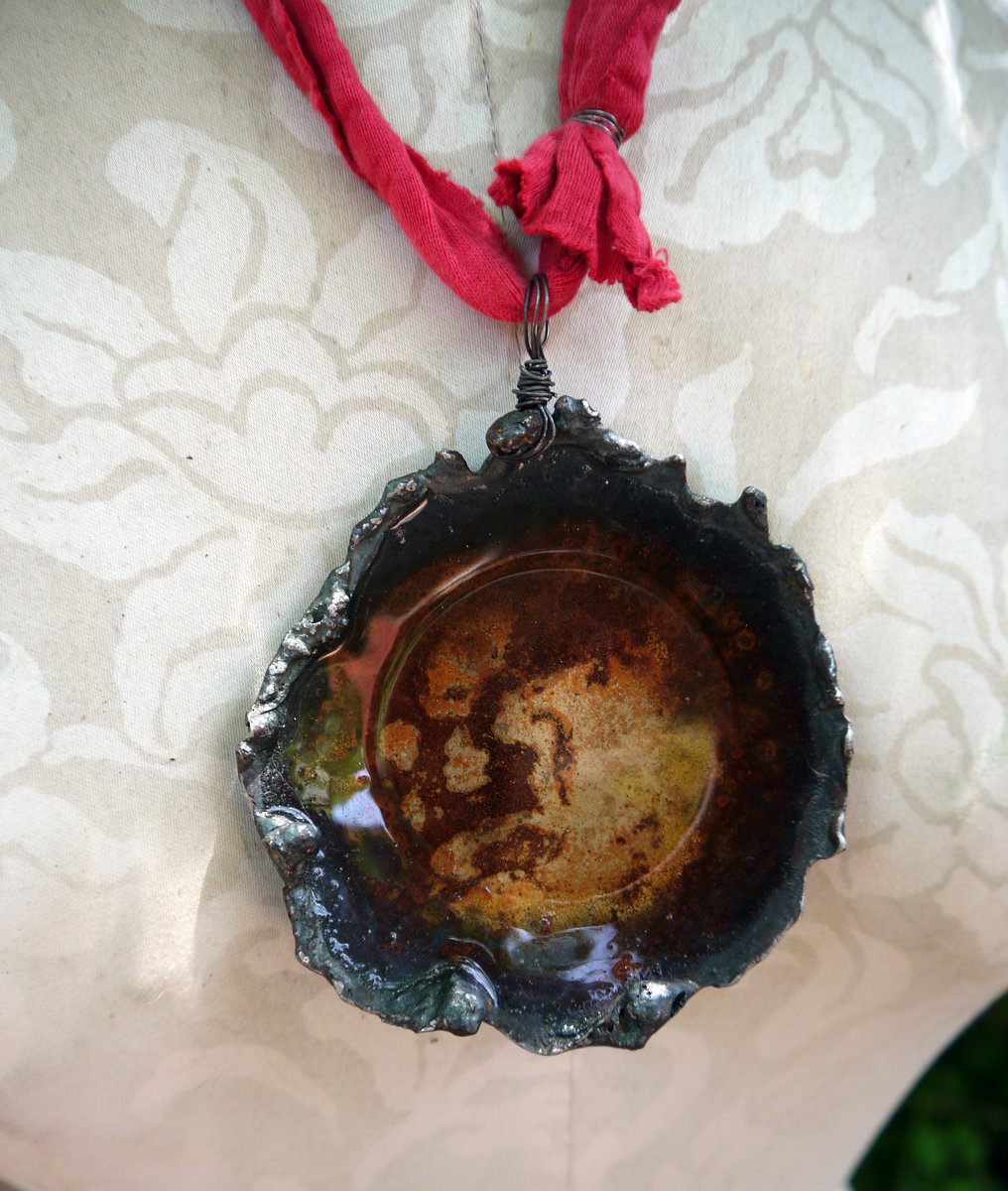 Airplane parts resin disc necklace