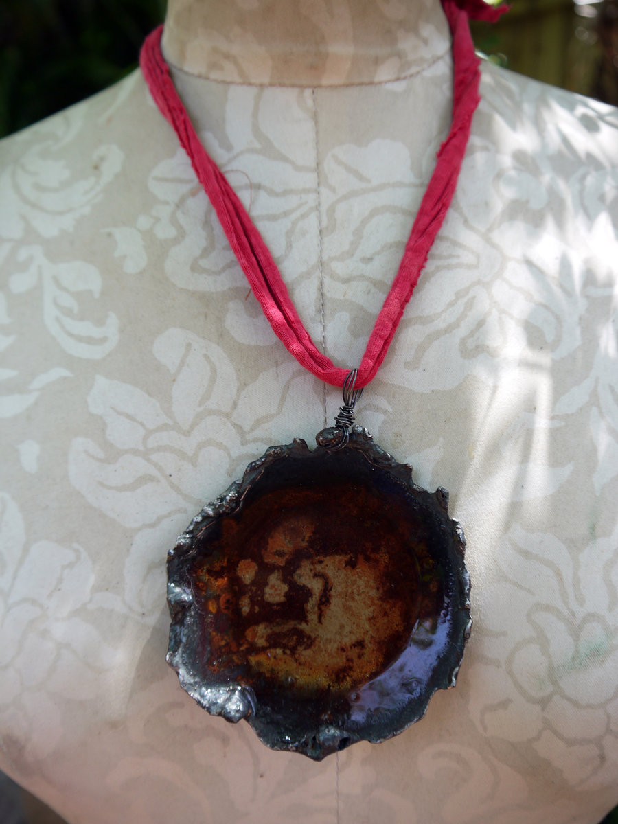 Airplane parts resin disc necklace