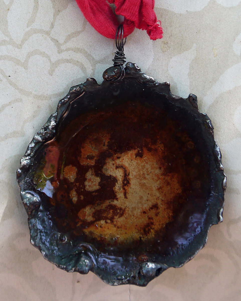 Airplane parts resin disc necklace