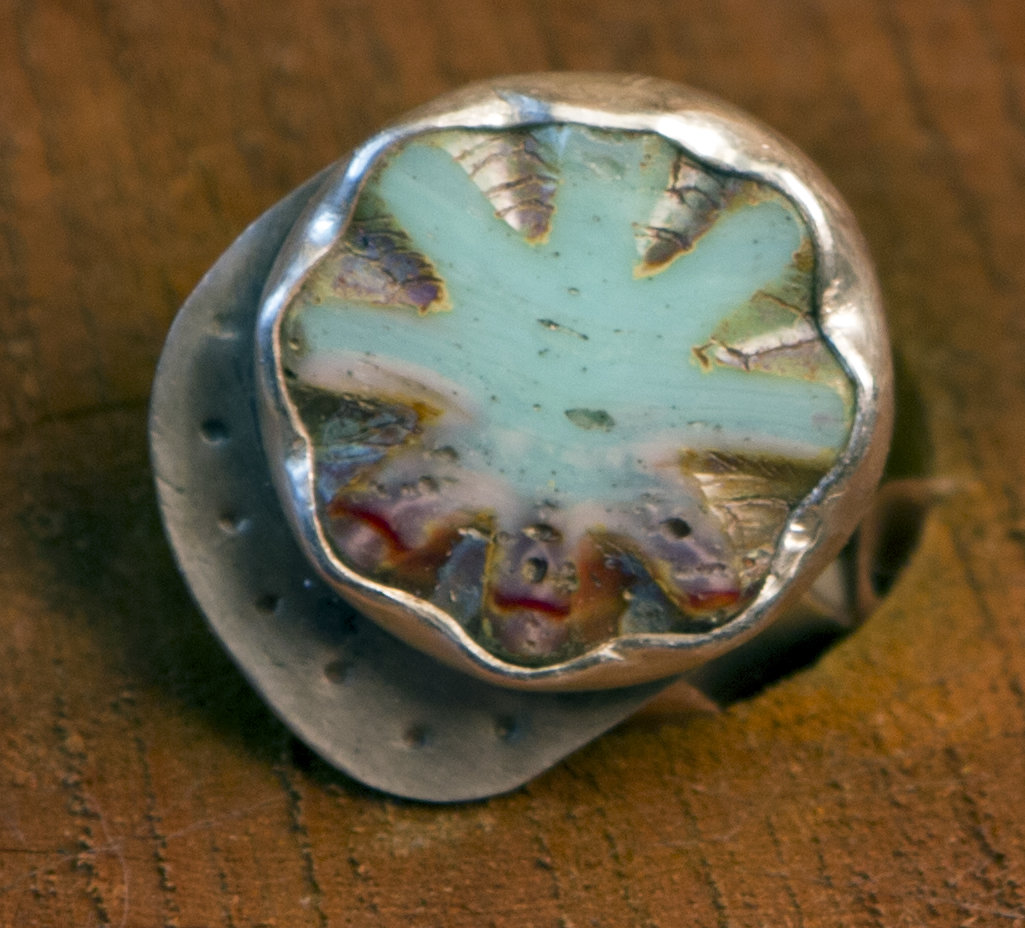 turquoise and red ring