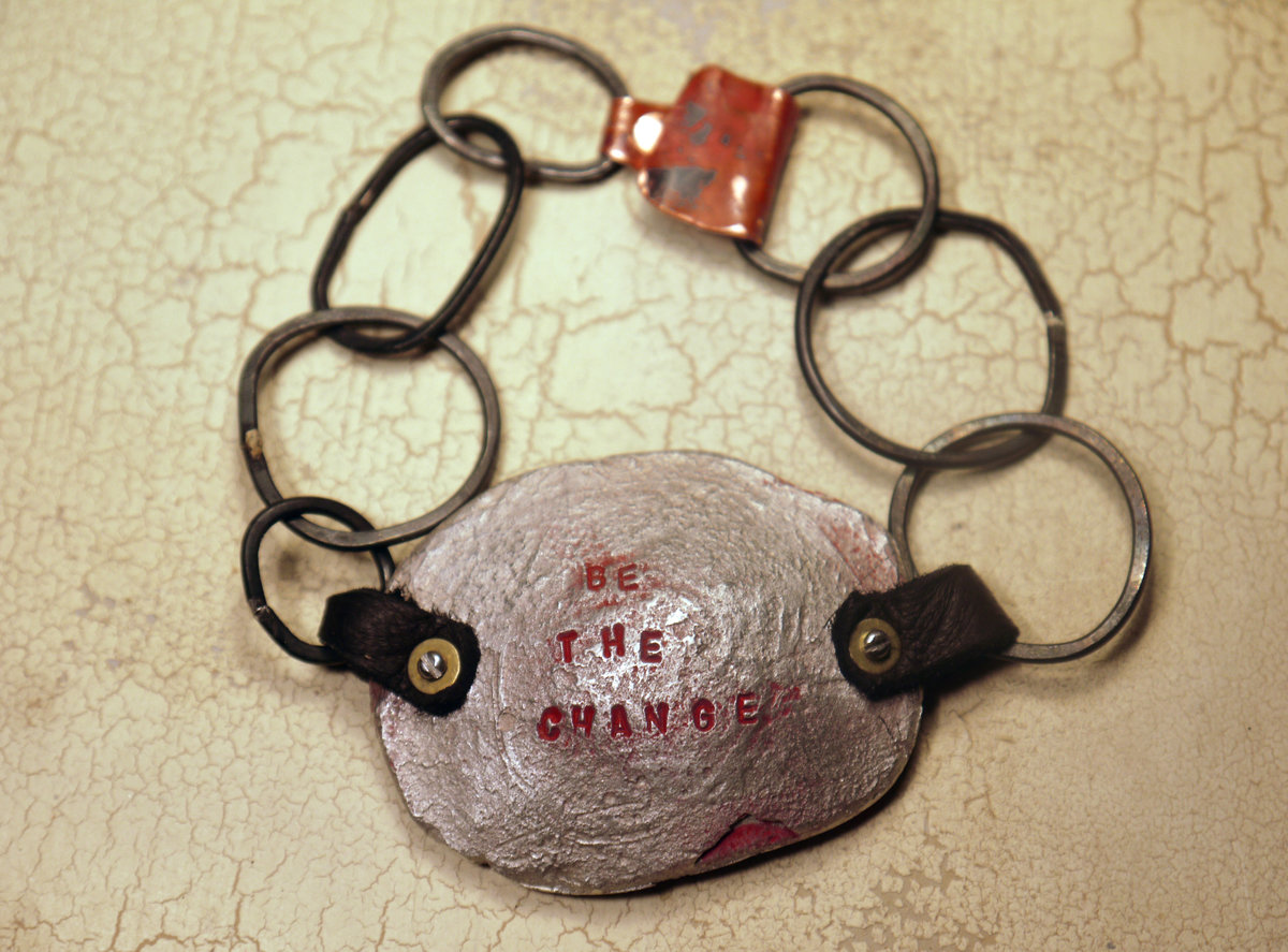"Be the change" pewter bracelet necklace conversion