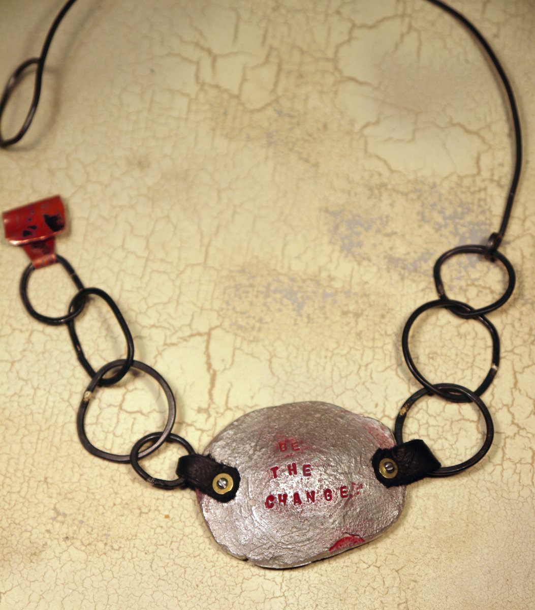 "Be the change" pewter bracelet necklace conversion