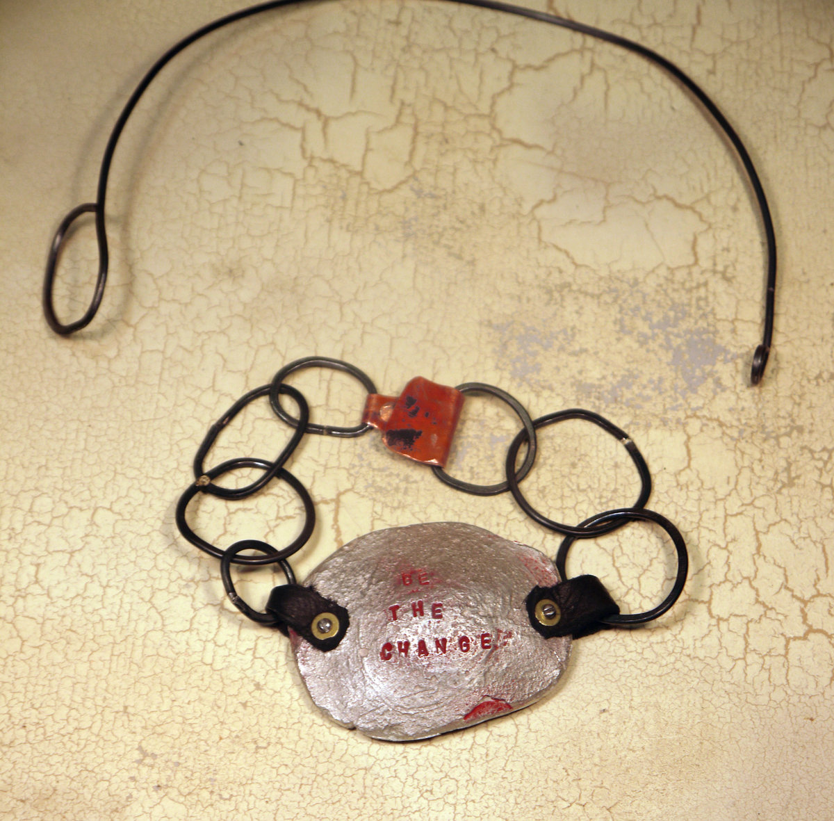 "Be the change" pewter bracelet necklace conversion