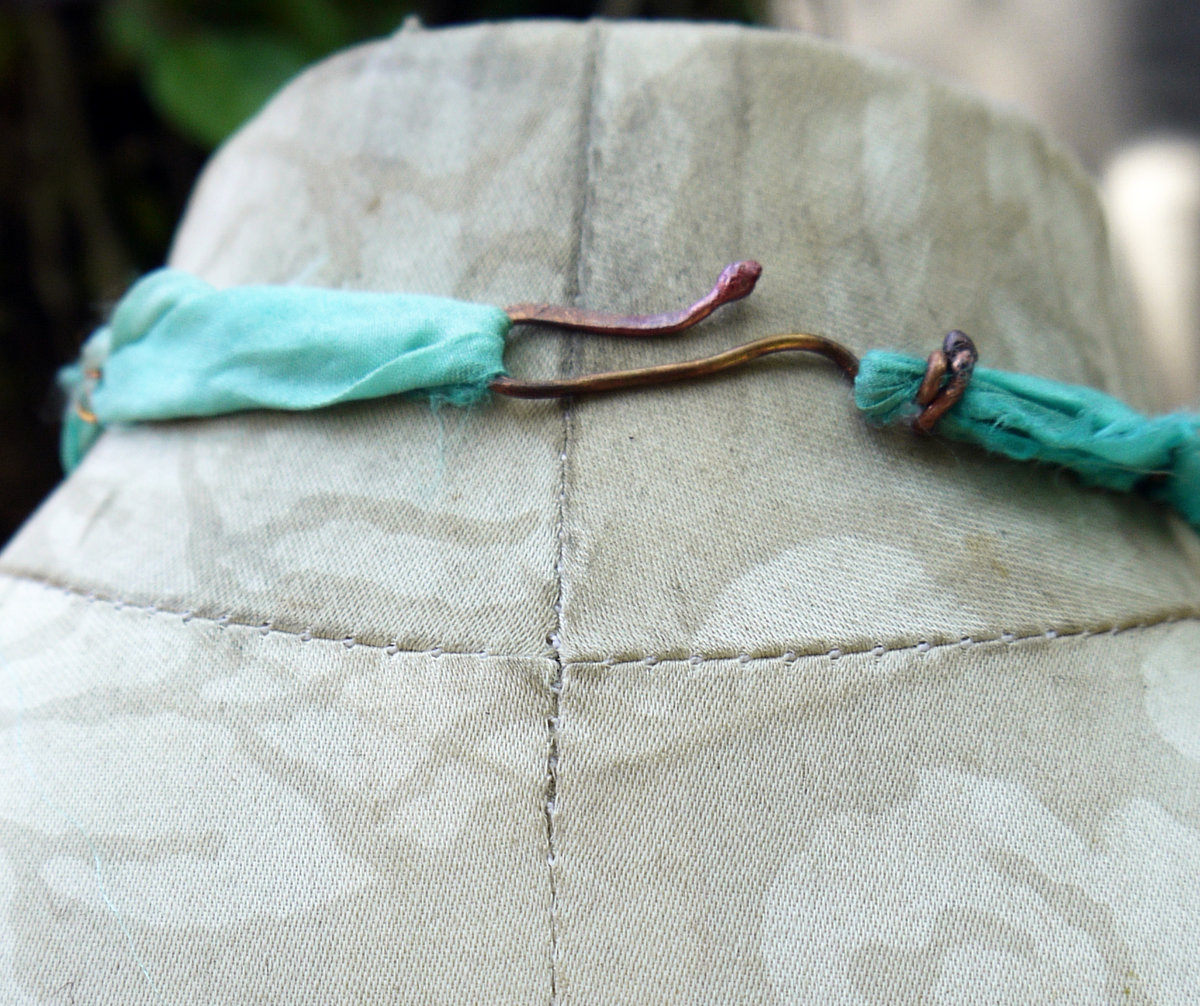 Cholla disc necklace with enameled #8 and a bottlecap accent