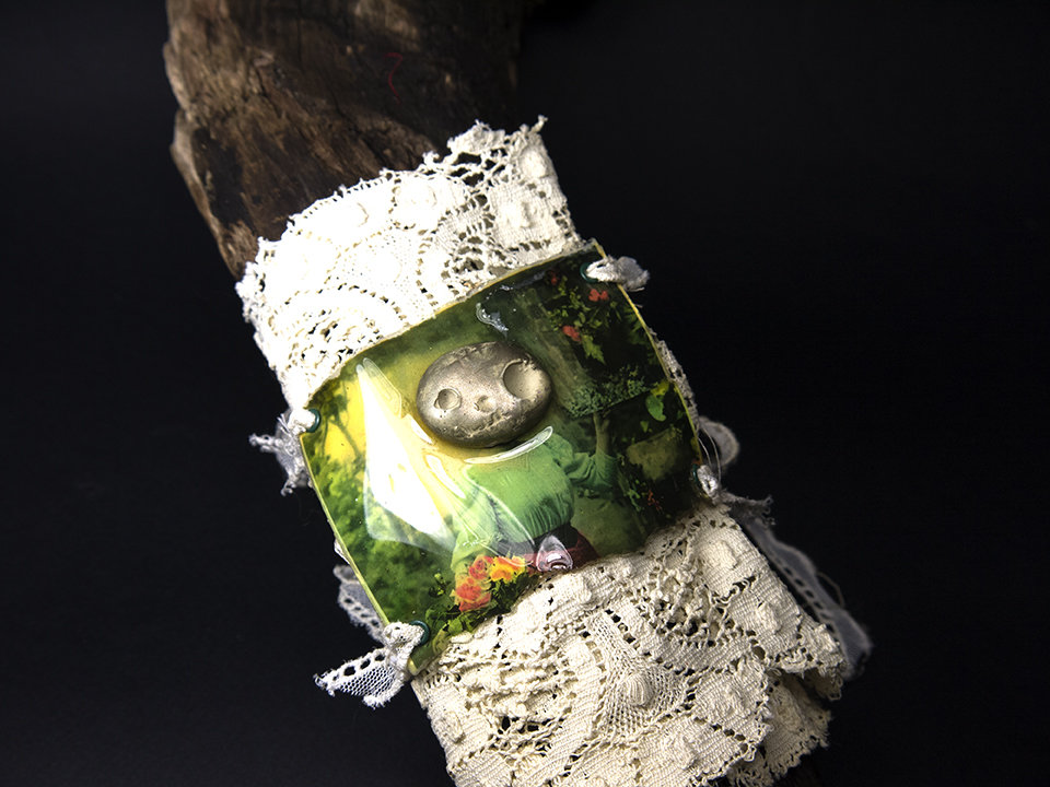 Day of the Dead pewter concrete skully bracelet