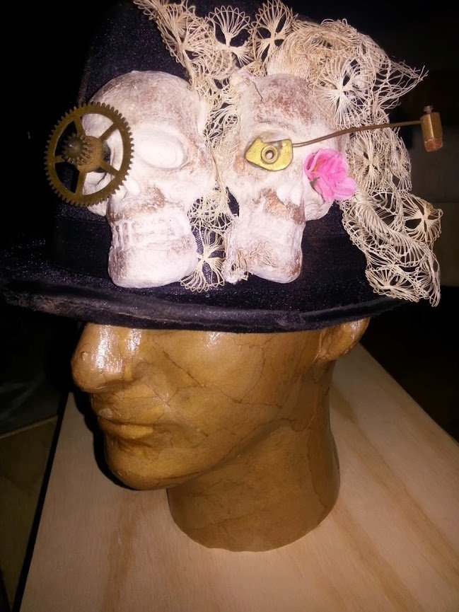 Day of the dead inspired,Steampunk day of the dead skull top hat