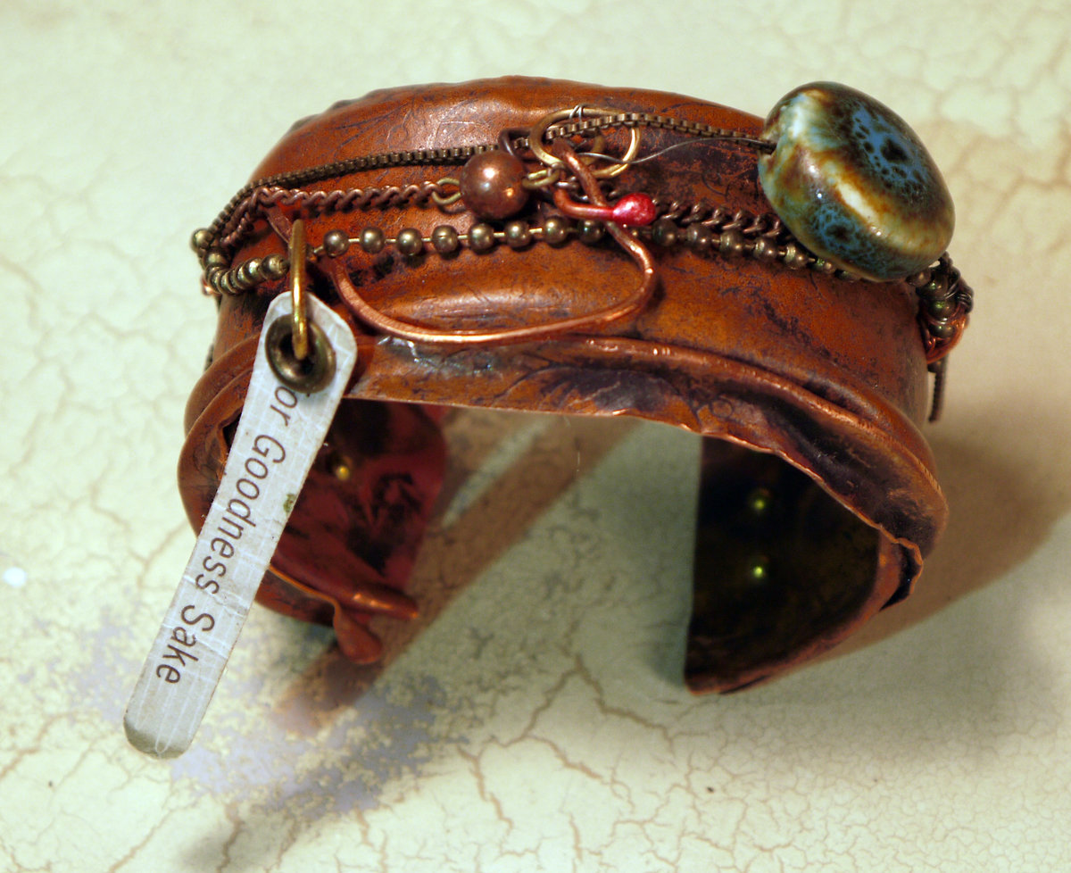 For goodness sake_crushed_copper_cuff_recycled_chains_beads Jomama