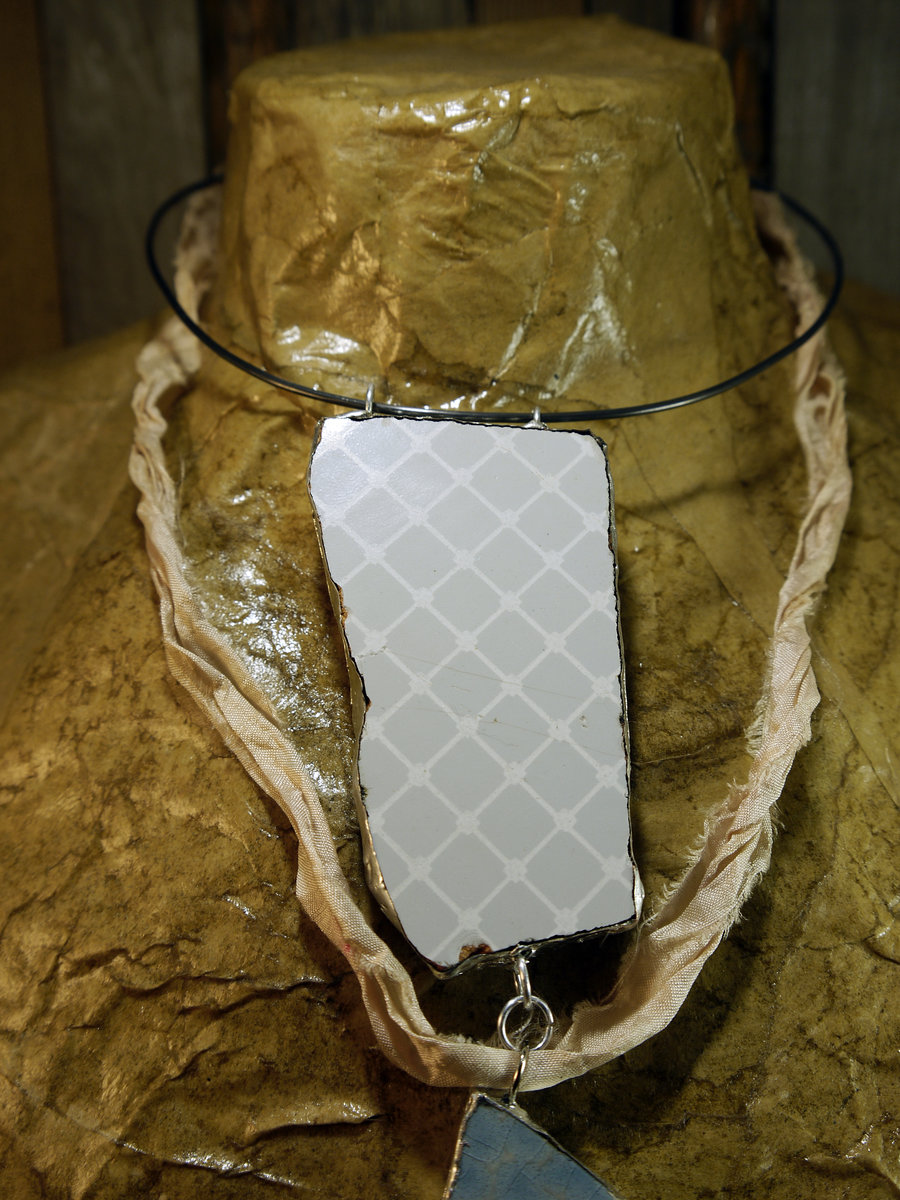 Tile remnant silver solder and steel necklace