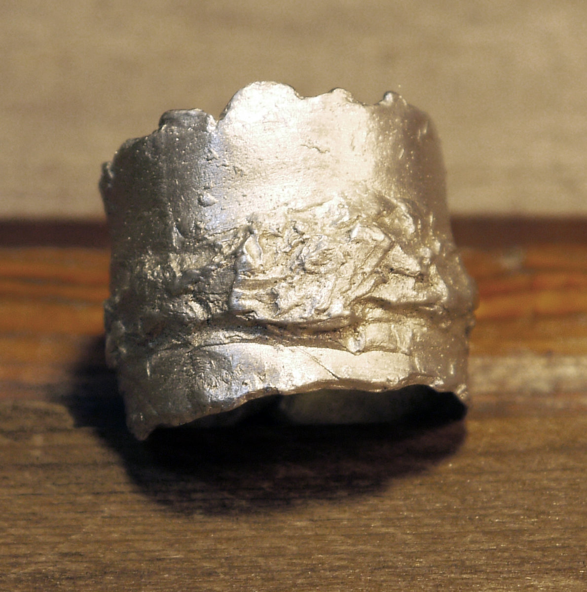 Unisex organic pewter nugget terrain ring