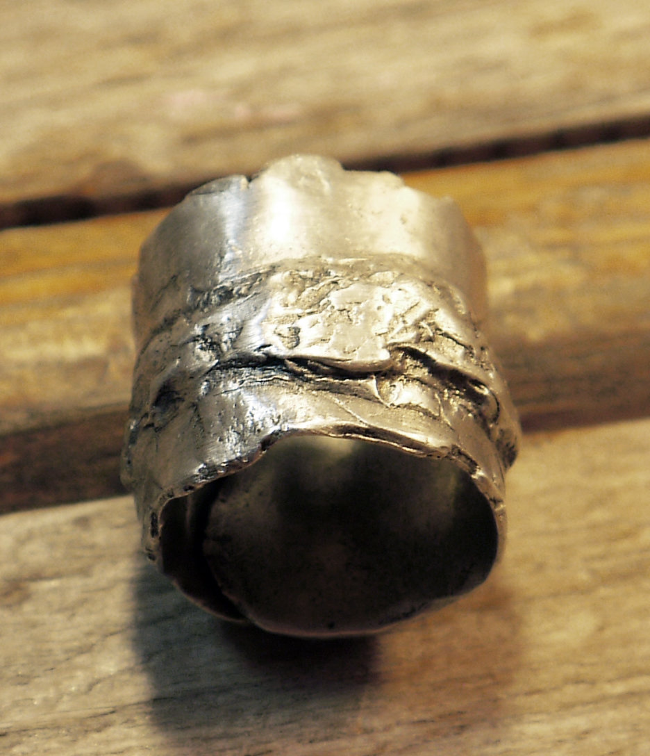 Blackened unisex organic pewter nugget terrain ring