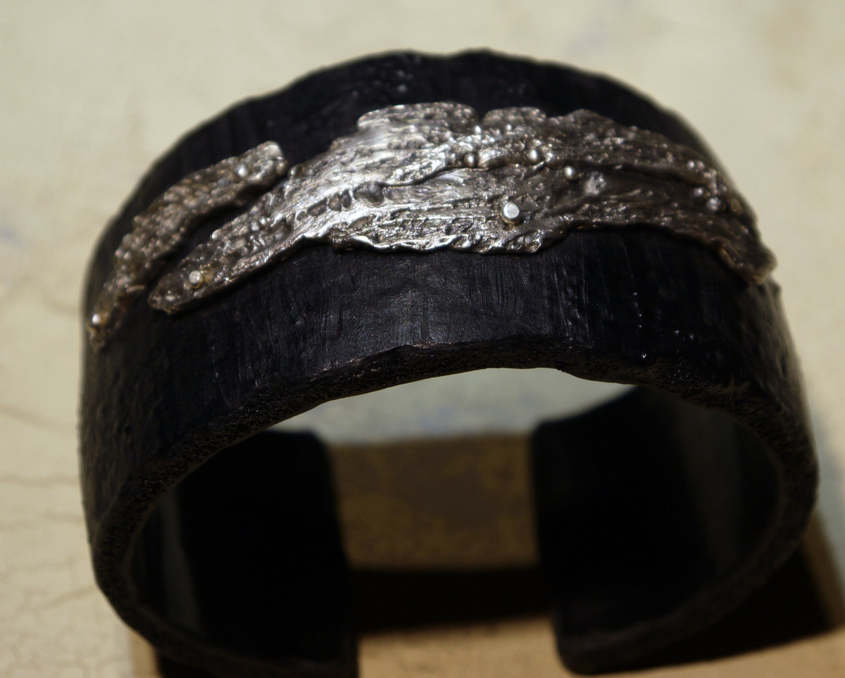 Sterling silver & pvc cuff