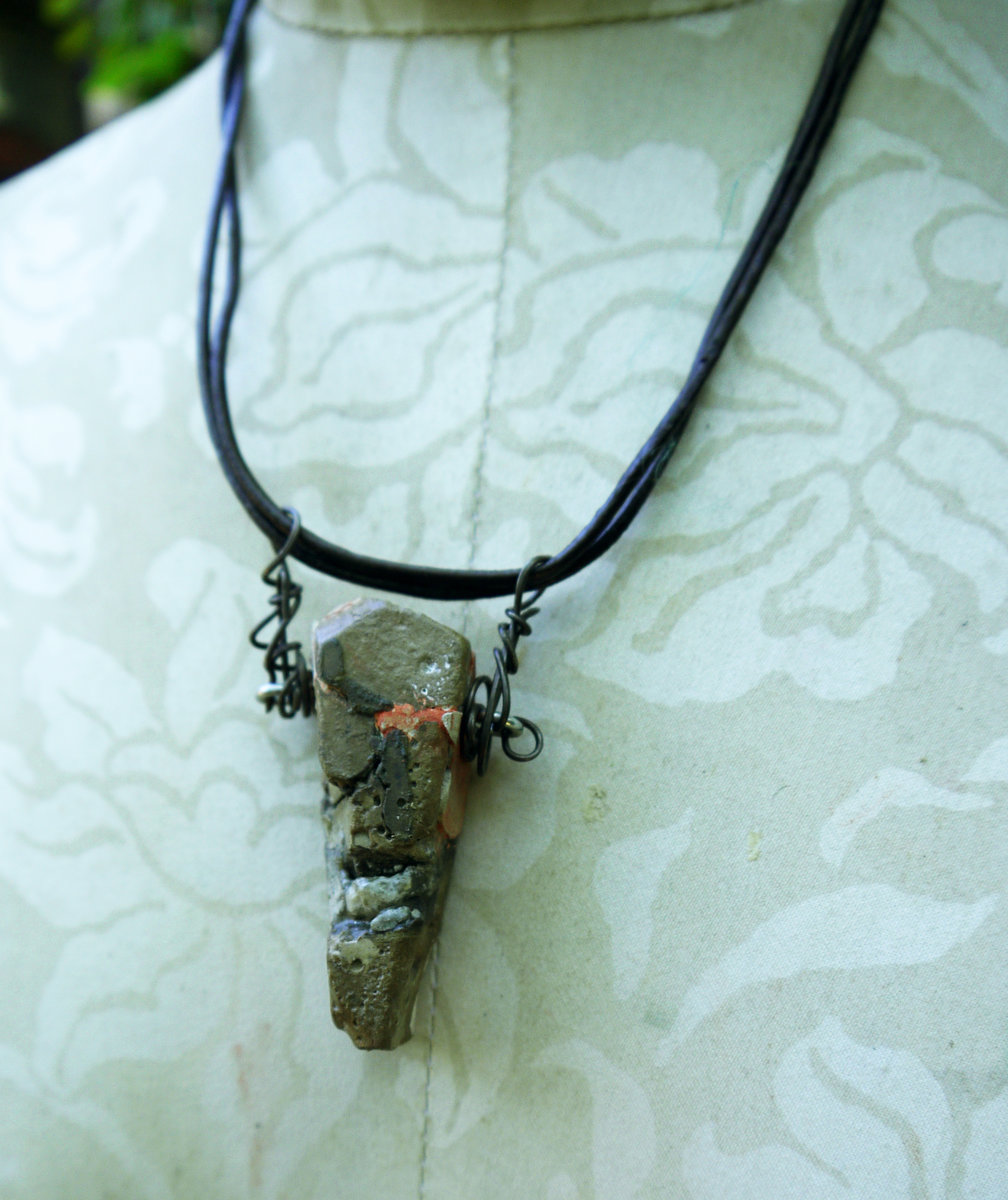 Chunky relics and ruins orange tone concrete shard necklace