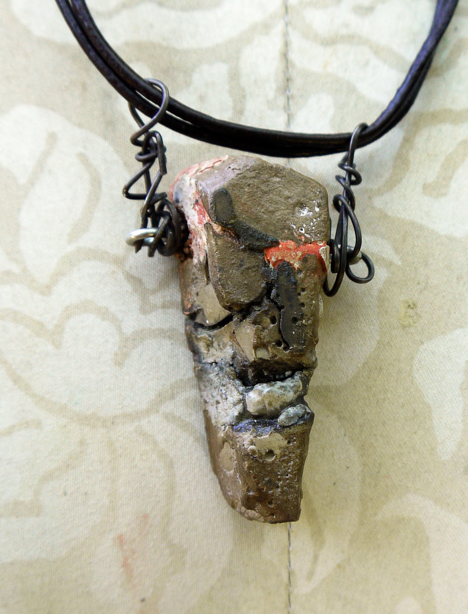 Chunky relics and ruins orange tone concrete shard necklace