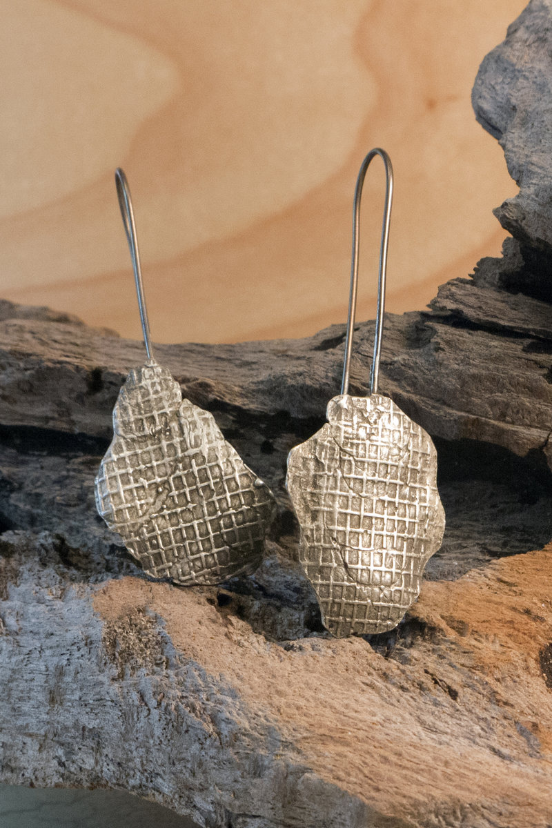 screen mesh sterling silver earrings