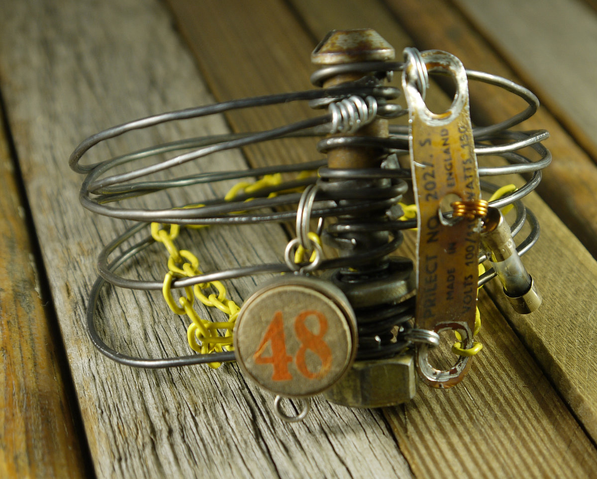 Industrial steam punk steel wire bracelet