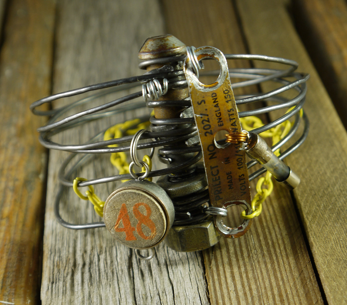 Industrial steam punk steel wire bracelet